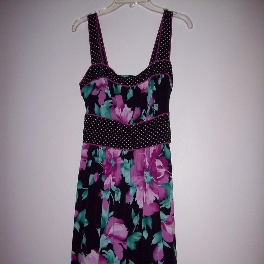 Women's Small Black Pink Floral Party Sundress